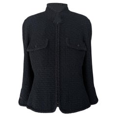 Chanel Sculptural Minimalism Black Tweed Jacket 44 FR