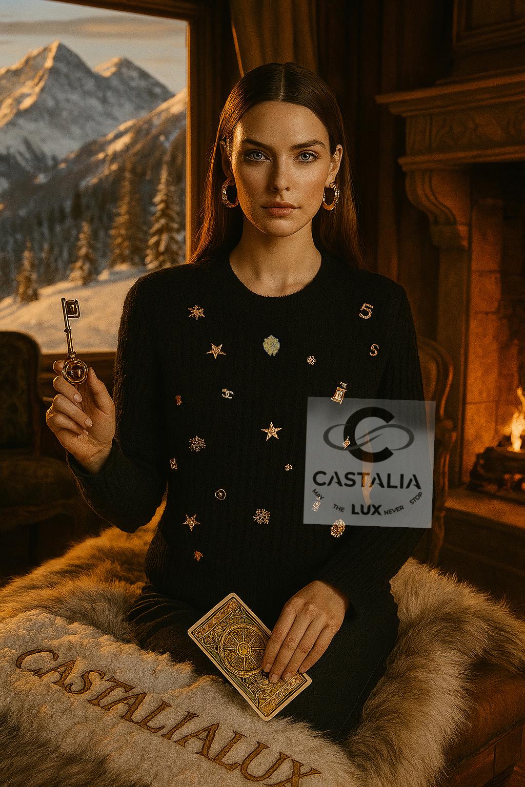 Pull en cachemire noir Lucky Charms Icone de Chanel 38 FR en vente 1