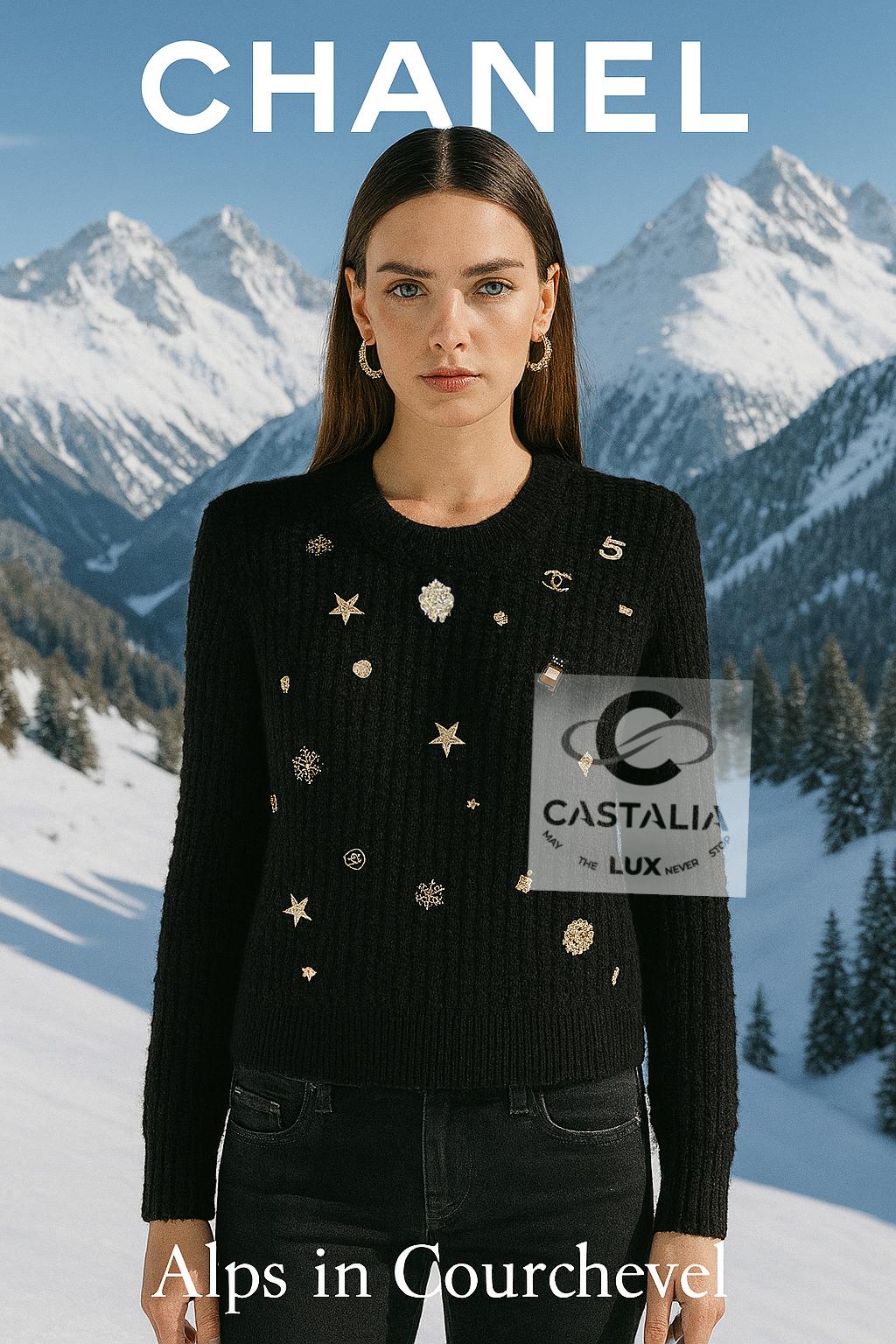 Pull en cachemire noir Lucky Charms Icone de Chanel 38 FR Neuf - En vente à Dubai, AE