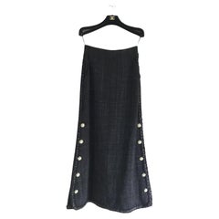 Chanel 8K$ Rare Black Maxi Tweed Skirt with Gripoix Buttons 36 FR