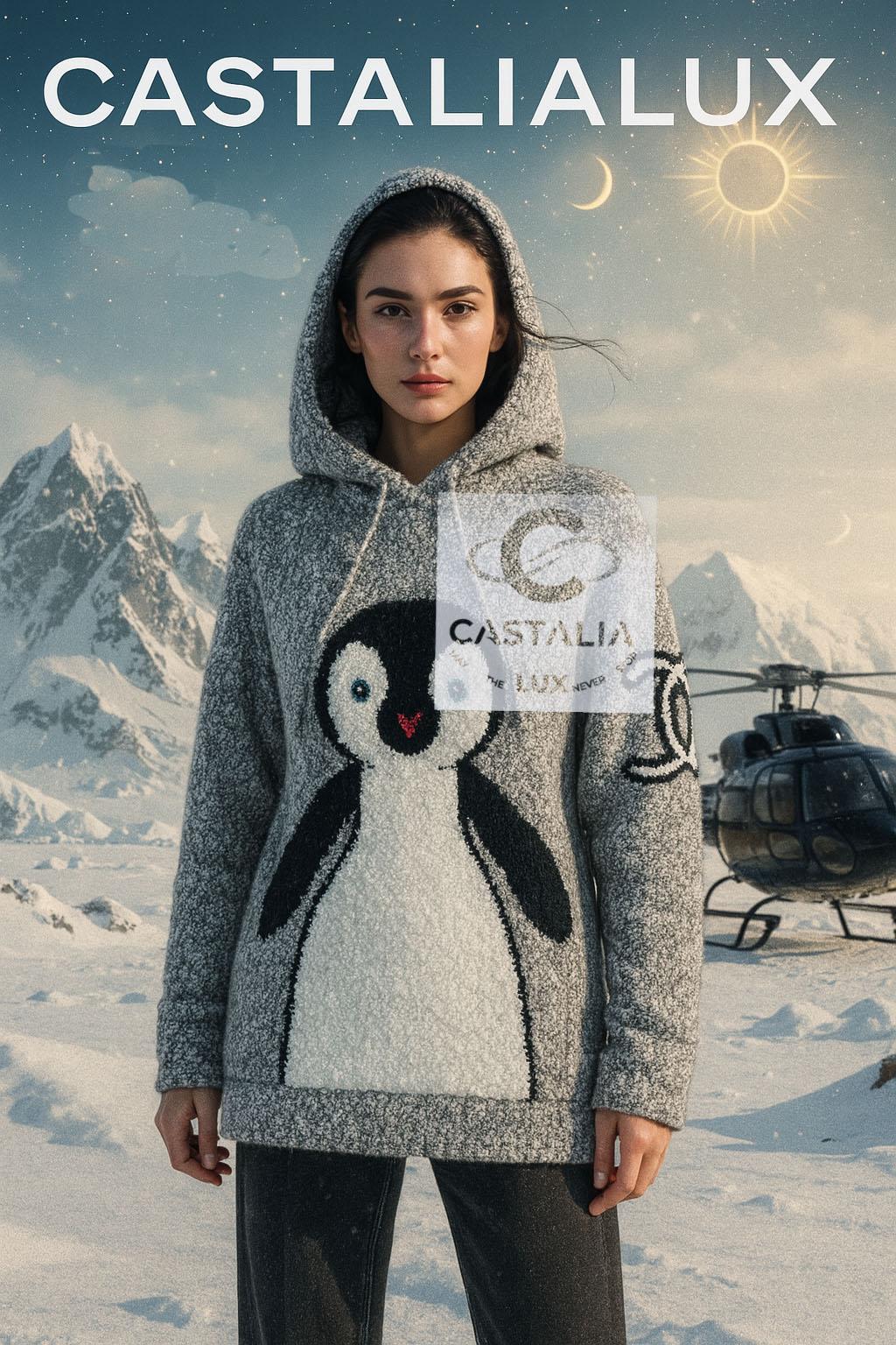 CHANEL Grauer Seidenbouclé CC Pinguin Hoodie u2028Eines der meistgejagten Artefakte der Chanel-Geschichte

~ Dieser Kapuzenpulli, der von Sammlern als eine der begehrtesten Chanel-Kreationen gehandelt wird, wird nicht einfach nur getragen - er wird