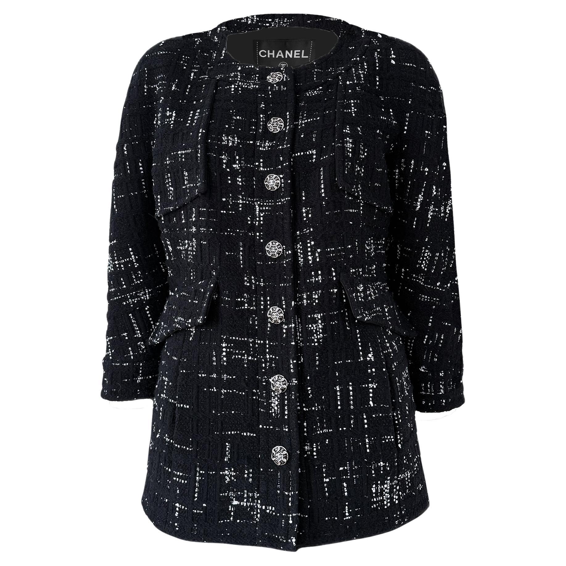 Chanel Paris / Hamburg Giacca senza tempo in tweed nero 46 FR