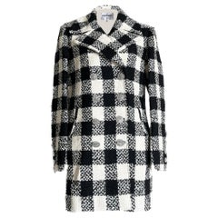 Chanel Paris / Rom Monochrome Tweed Jacke 36 FR