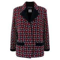 Chanel Coco Brasserie New Burgundy Tweed Jacket 42 FR