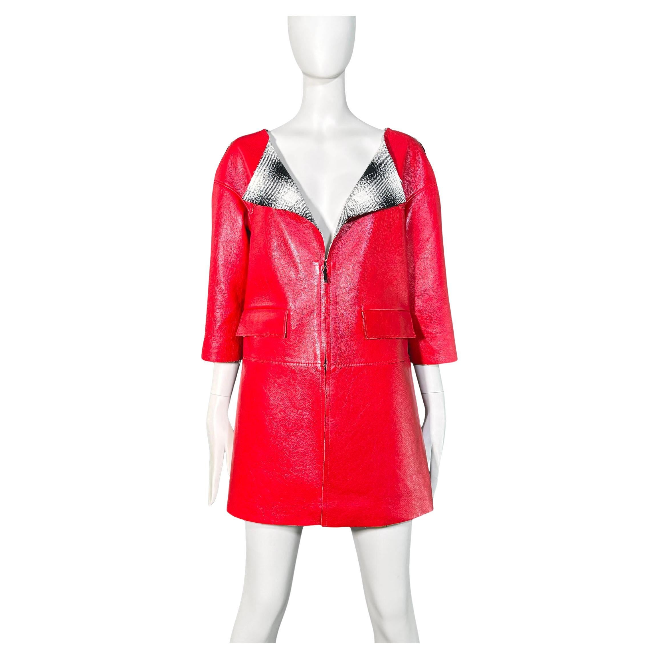Chanel 11K$ Cappotto Visionario in pelle cremisi 38 FR