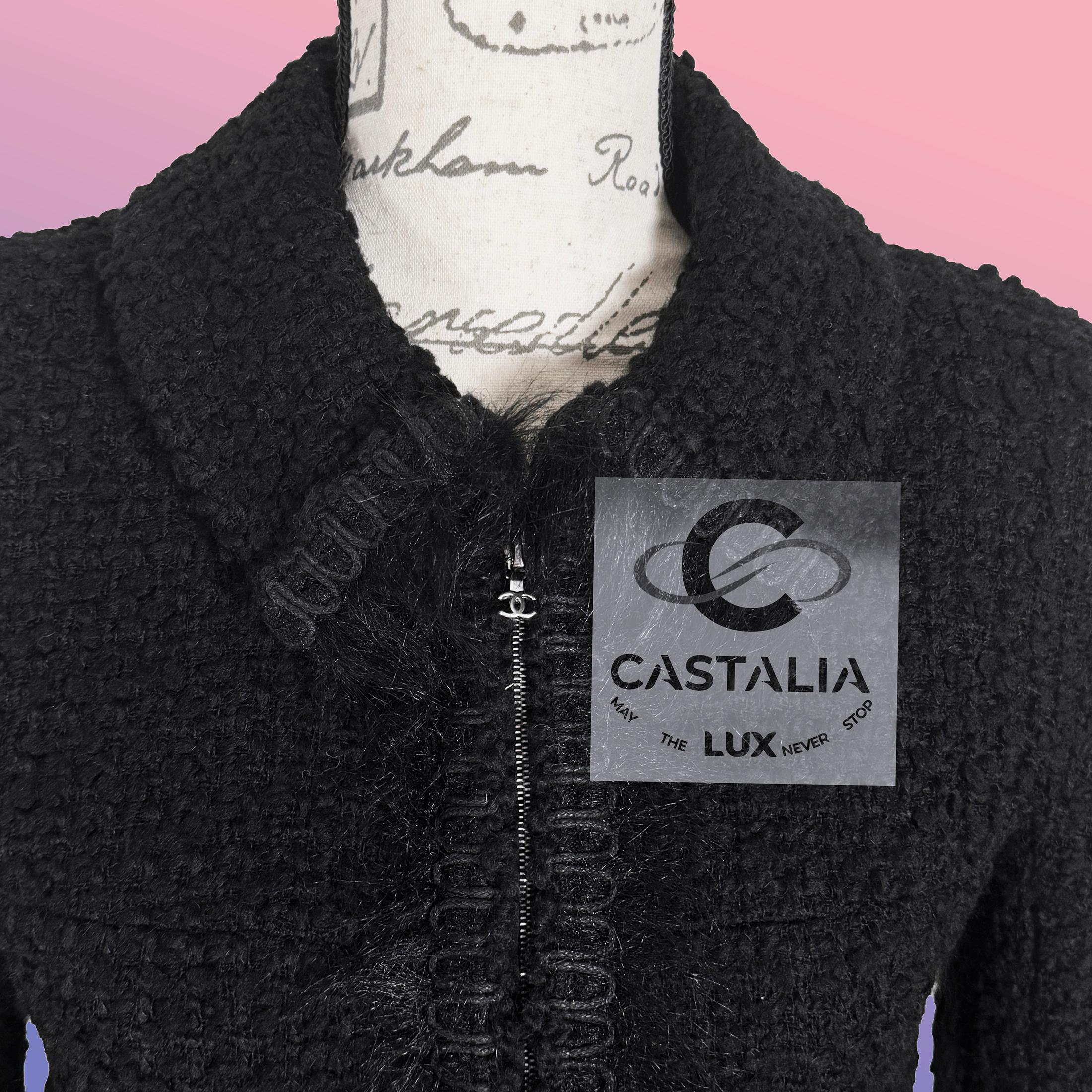 da uomo o donna Chanel Nuova Giacca Arctic Reverie in tweed nero 38 FR in vendita
