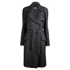 Trench Chanel New Black Tweed con bottoni CC Gripoix 38 FR