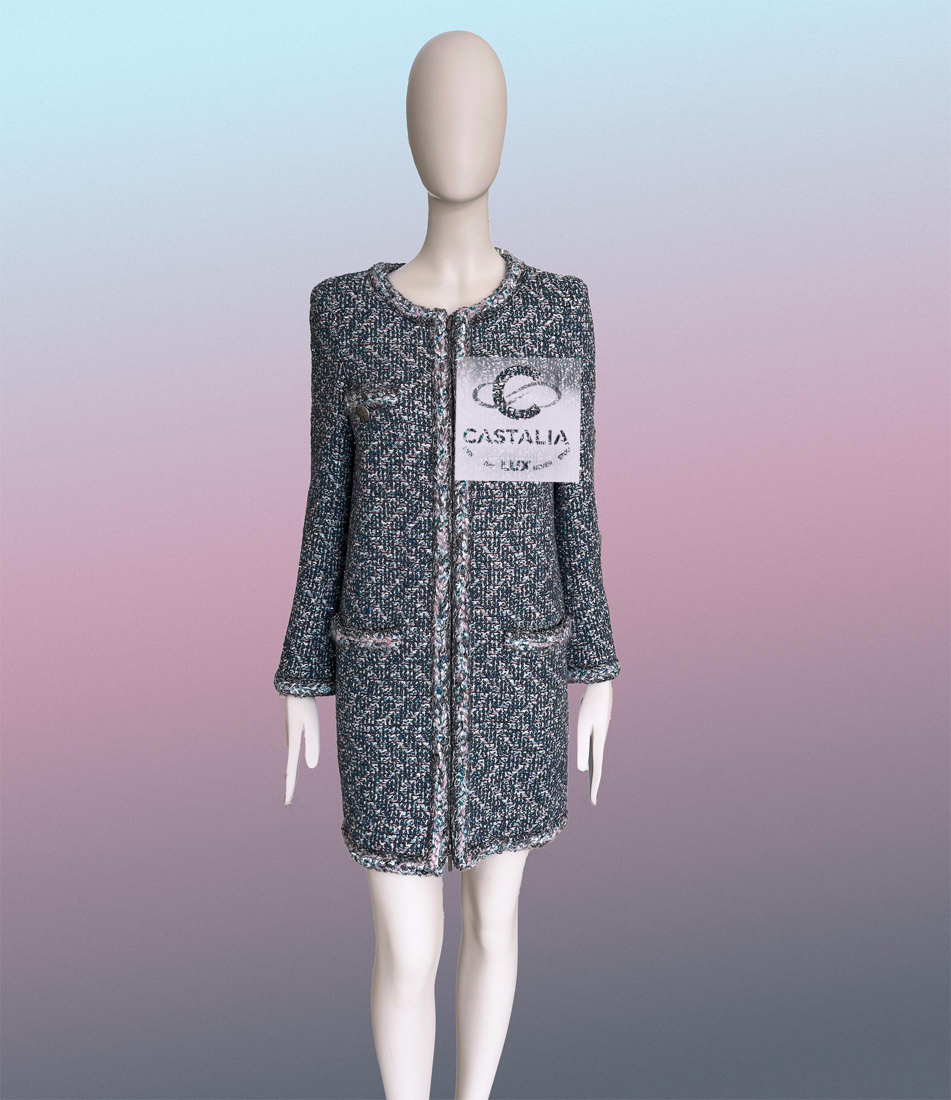 da uomo o donna Chanel Supermarket Runway Cappotto in tweed iridescente 36 FR in vendita