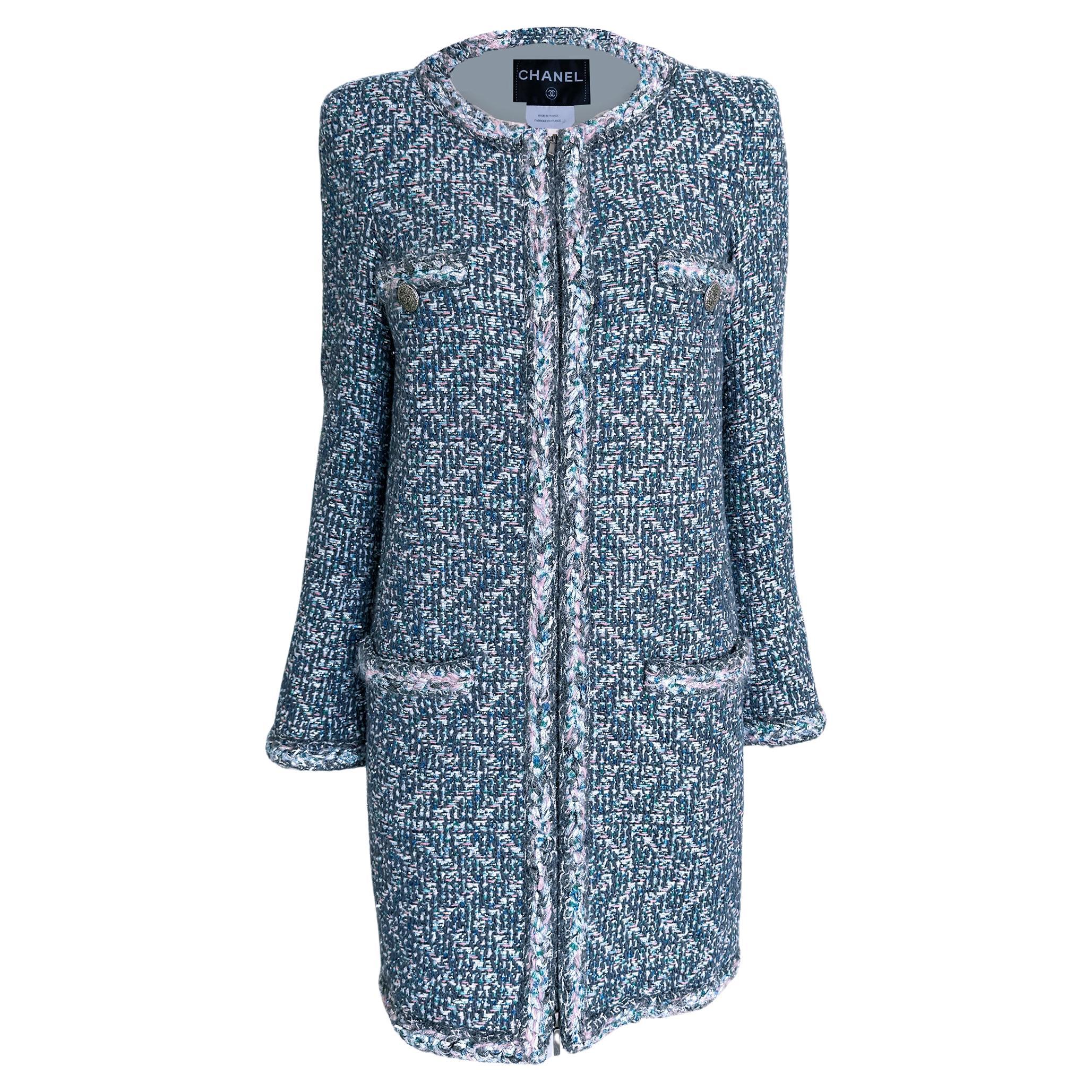 Chanel Supermarket Runway Cappotto in tweed iridescente 36 FR in vendita