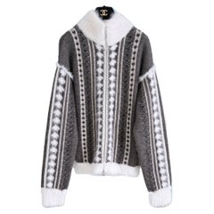 Chanel Arctic Ice Iconic Fluffy Cardigan 42 FR