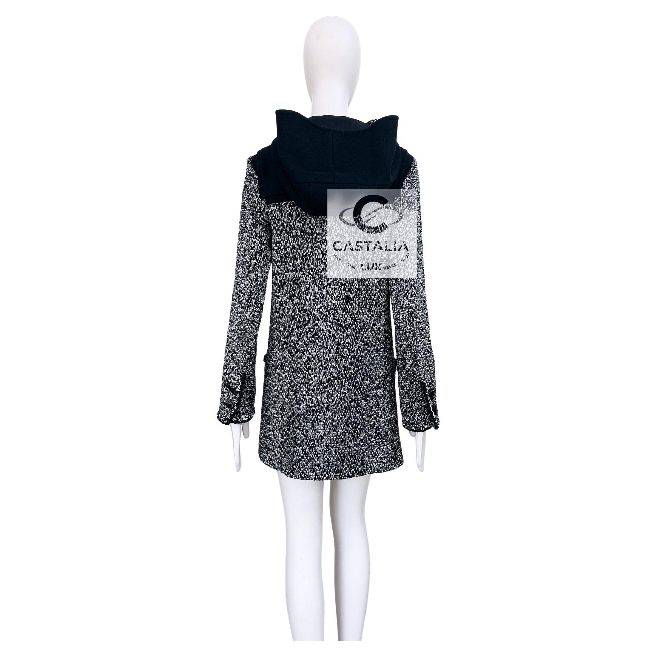 CHANEL 9K$ Runway Parka Coat en tweed marbré 38 FR