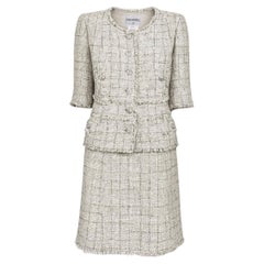 CHANEL Iconic Beige Tweed Ensemble with CC Gripoix Buttons 38 FR