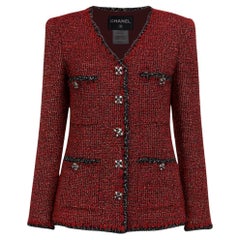 CHANEL Iconic CC Veste en tweed bourguignonne à boutons Gripoix 40 FR