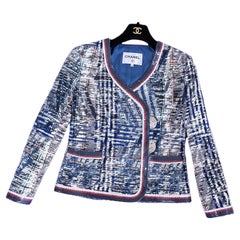 Chanel Kendall Jenner Style Blau Lesage Tweed Jacke 36 FR