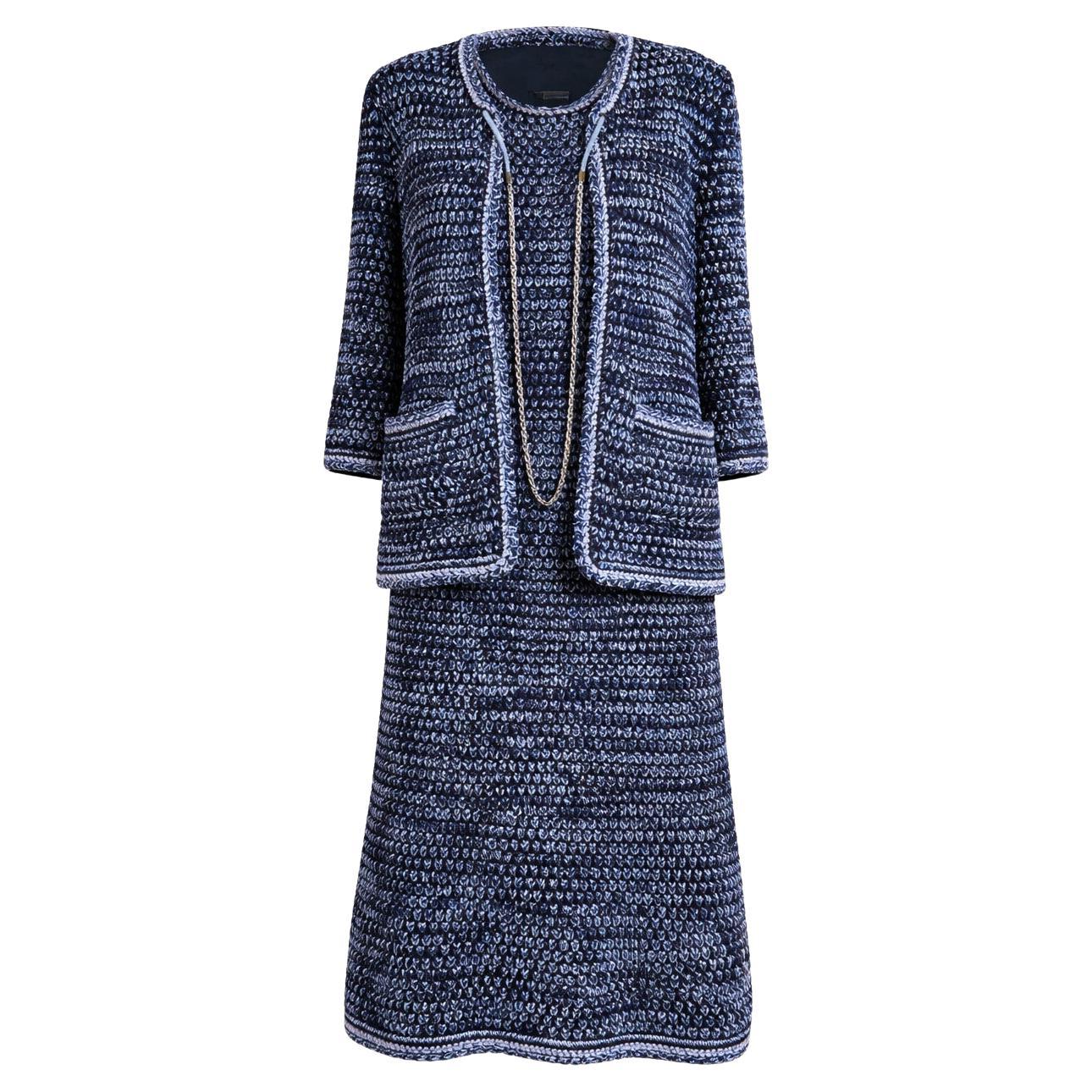 CHANEL CC Logo Patch Collectible Jacket and Dress Ensemble 42 FR