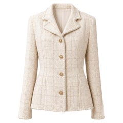 CHANEL Rare Collectible Beige Sequin Tweed Jacket 34 FR