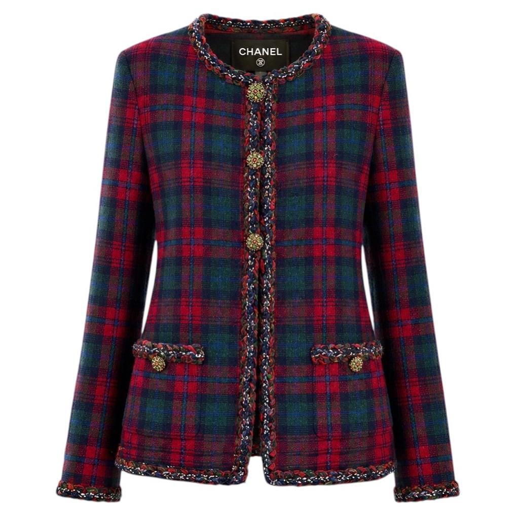 Chanel Iconic Paris / EDINBURGH Giacca in tartan rossa 52 FR in vendita
