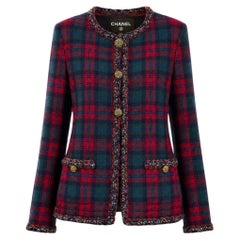 CHANEL Iconic Paris / EDINBURGH Red Tartan Jacket 52 FR