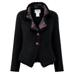 CHANEL París / EDINBURGO Legendaria Chaqueta de tweed negra 40 FR