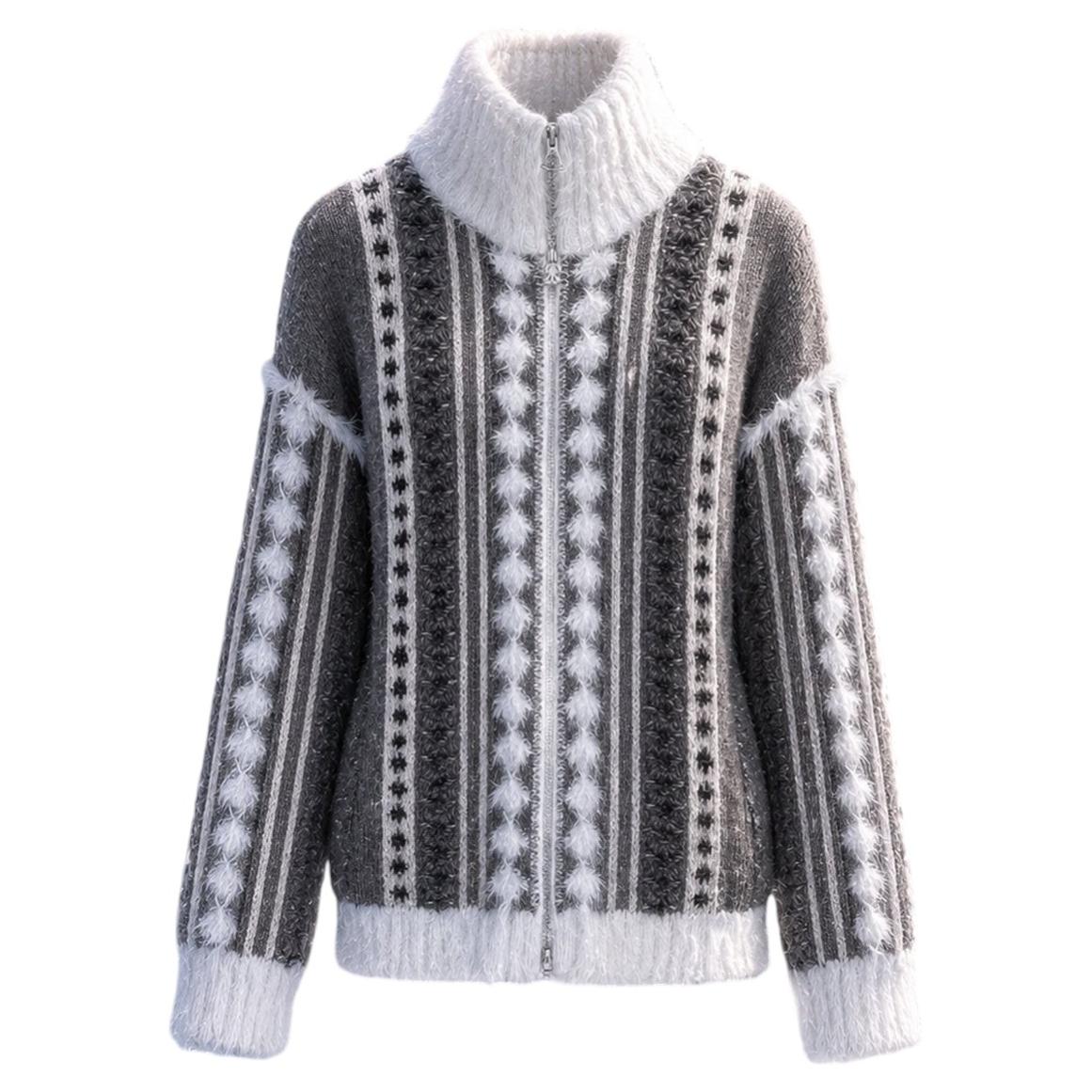 CHANEL 6K$ New ARCTIC ICE Iconic Fluffy Cardigan 42 FR
