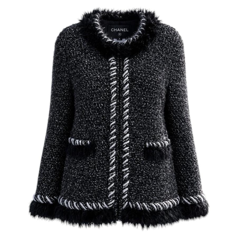 CHANEL Arctic Collection Fluffy Cashmere Bouclé Jacket 42 FR