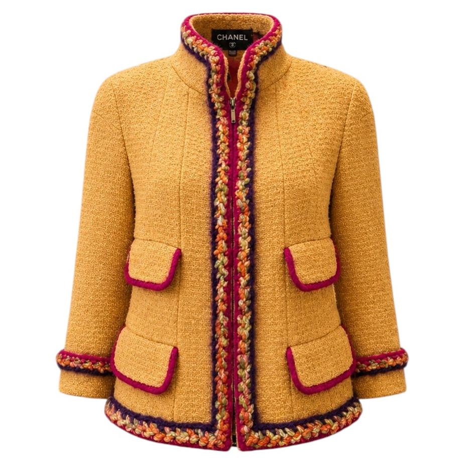 CHANEL Supermarket Runway Mustard Tweed Jacket 36 FR