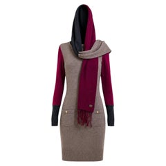 CHANEL CC Turnocks Kaschmirkleid und -schal Ensemble 36 FR