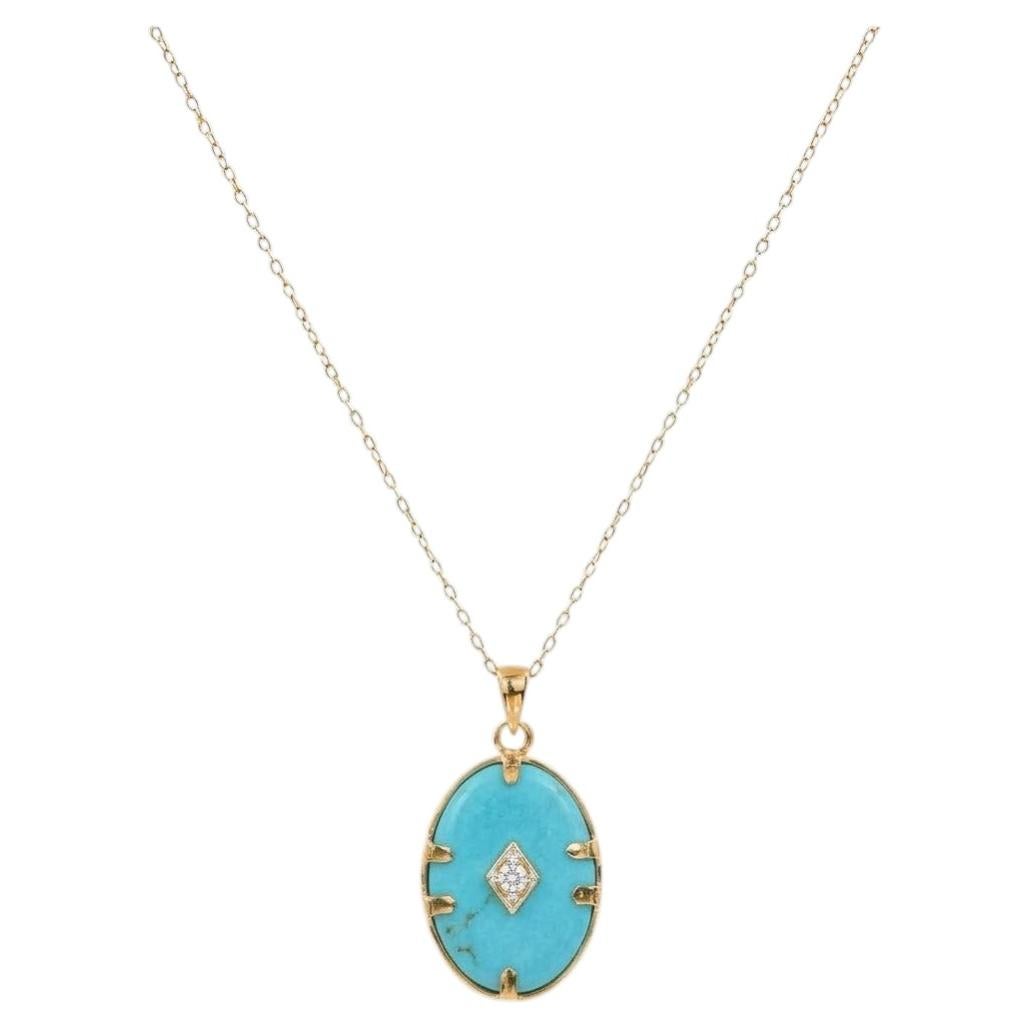 Handcrafted 18K Yellow Gold Filled Pendant Necklace with Gemstones