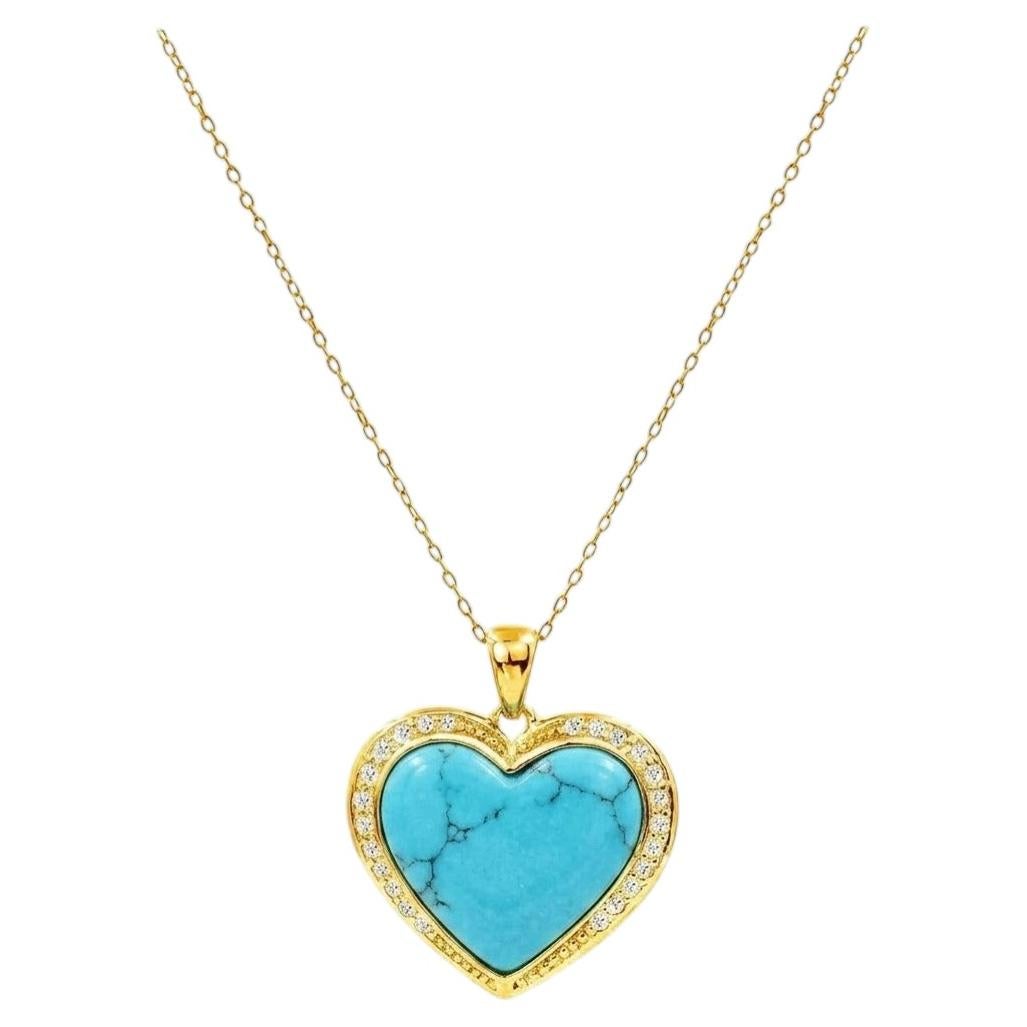 18K Gold Filled Heart Necklace with Turquoise, Black Onyx, Malachite, Lapis