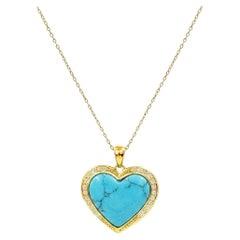 18K Gold Filled Heart Necklace with Turquoise, Black Onyx, Malachite, Lapis