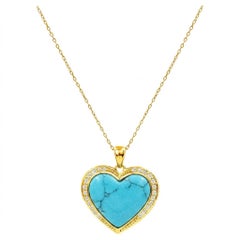 18K Gold Filled Heart Necklace with Turquoise, Black Onyx, Malachite, Lapis