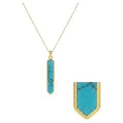 18K Gold filled bar Necklace with Turquoise, Lapis, Black onyx, Malachite