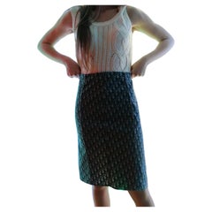 CHRISTIAN DIOR & John Galliano Vintage Trotter Pencil Skirt Blue Denim 2002 Y2K