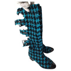 Chanel & Karl Lagerfeld 07A 2007 Bottes TURQUOISE TWEED