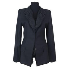 FW 2001 TOM FORD for YSL Runway Blazer en laine à volants (noir) FR38