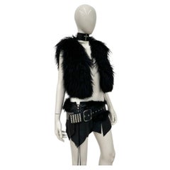 1990s Gucci by Tom Ford Black Mongolian Fur Cropped Jacket / vest