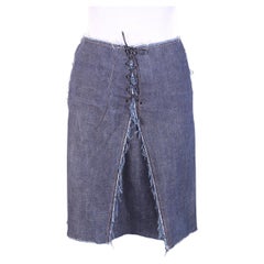 Gucci Tom Ford denim fringe lace skirt, denim