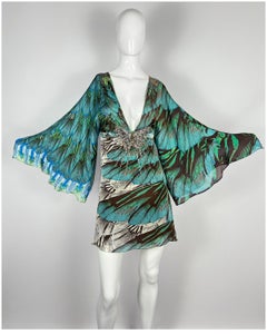 Roberto Cavalli S/S 2006 Butterfly Embellished Silk Dress