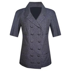 Chanel & Lagerfeld Resort 2014 14C Midnight Navy Textured Silk Jacket Singapore