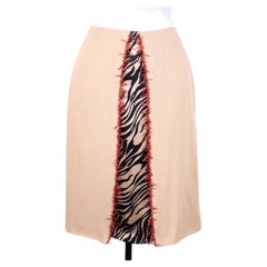 1990s Gianni Versace skirt: Cashmere, wool, zebra print, and coral fringe