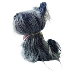 Vintage Shaggy Gray Terrier Plush Toy (1970s) – Good Condition