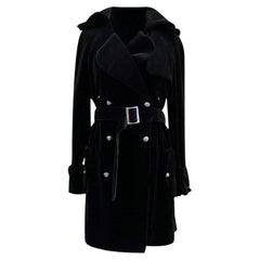 2008 Chanel & Karl Lagerfeld 08A Black Velvet Double Breast Coat with Belt