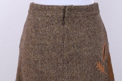 Dolce & Gabbana Wool Skirt with Leather Appliqués, IT 42 (S), 2000s