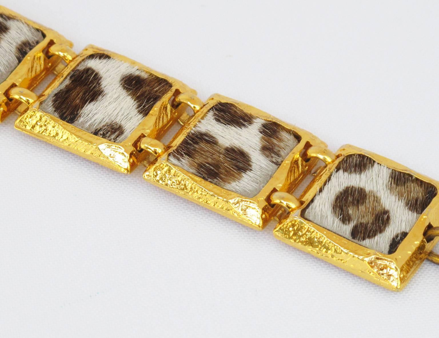 Edouard Rambaud Paris Bracelet Faux Leopard Fur In Excellent Condition In Atlanta, GA