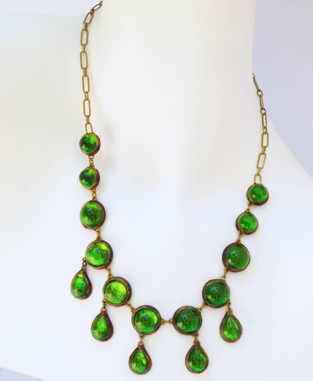 Green Talosel Necklace executed by the workshop of Line Vautrin In Excellent Condition In Atlanta, GA