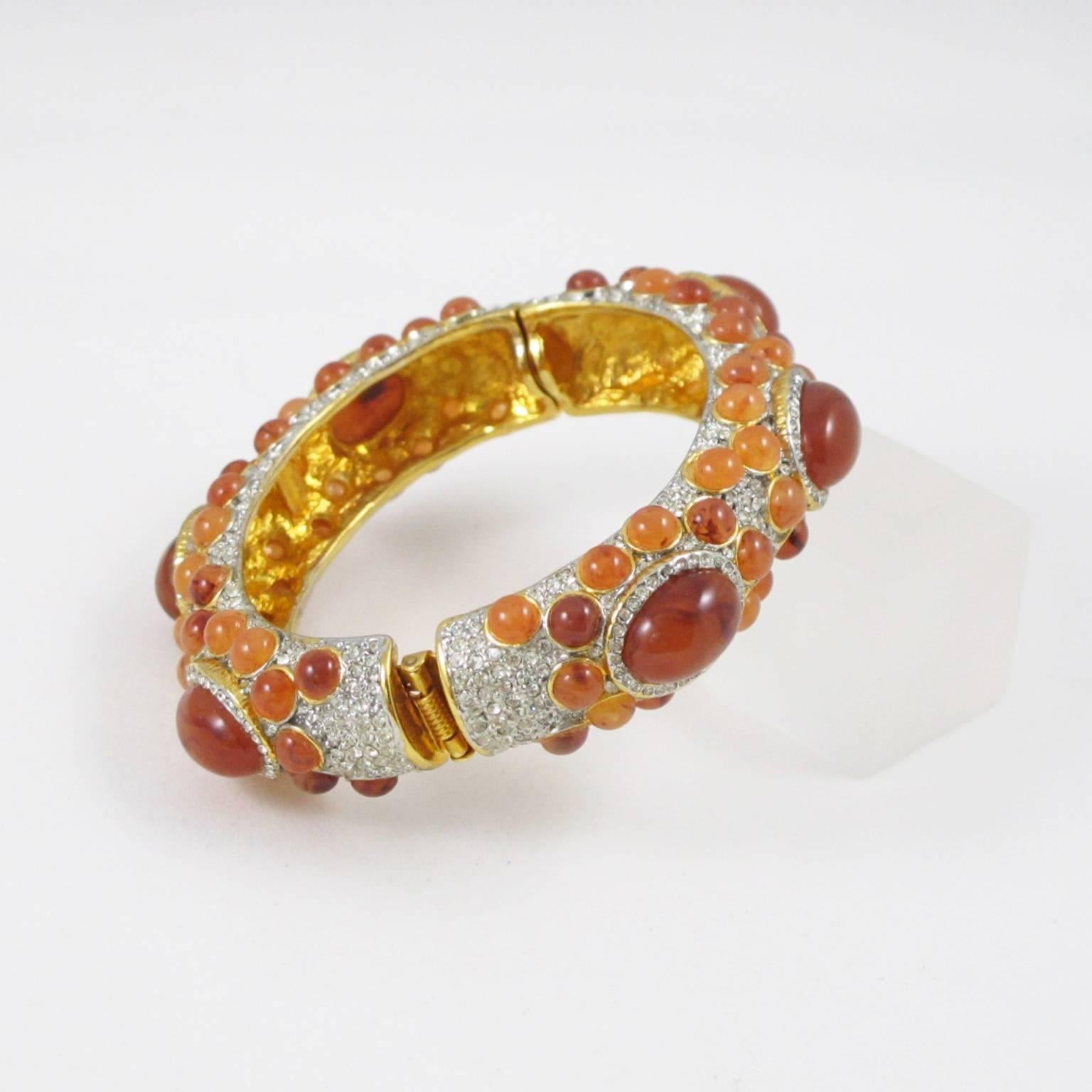 Women's Kenneth Jay Lane Grace Collection Jeweled Clamper Bracelet Bangle 