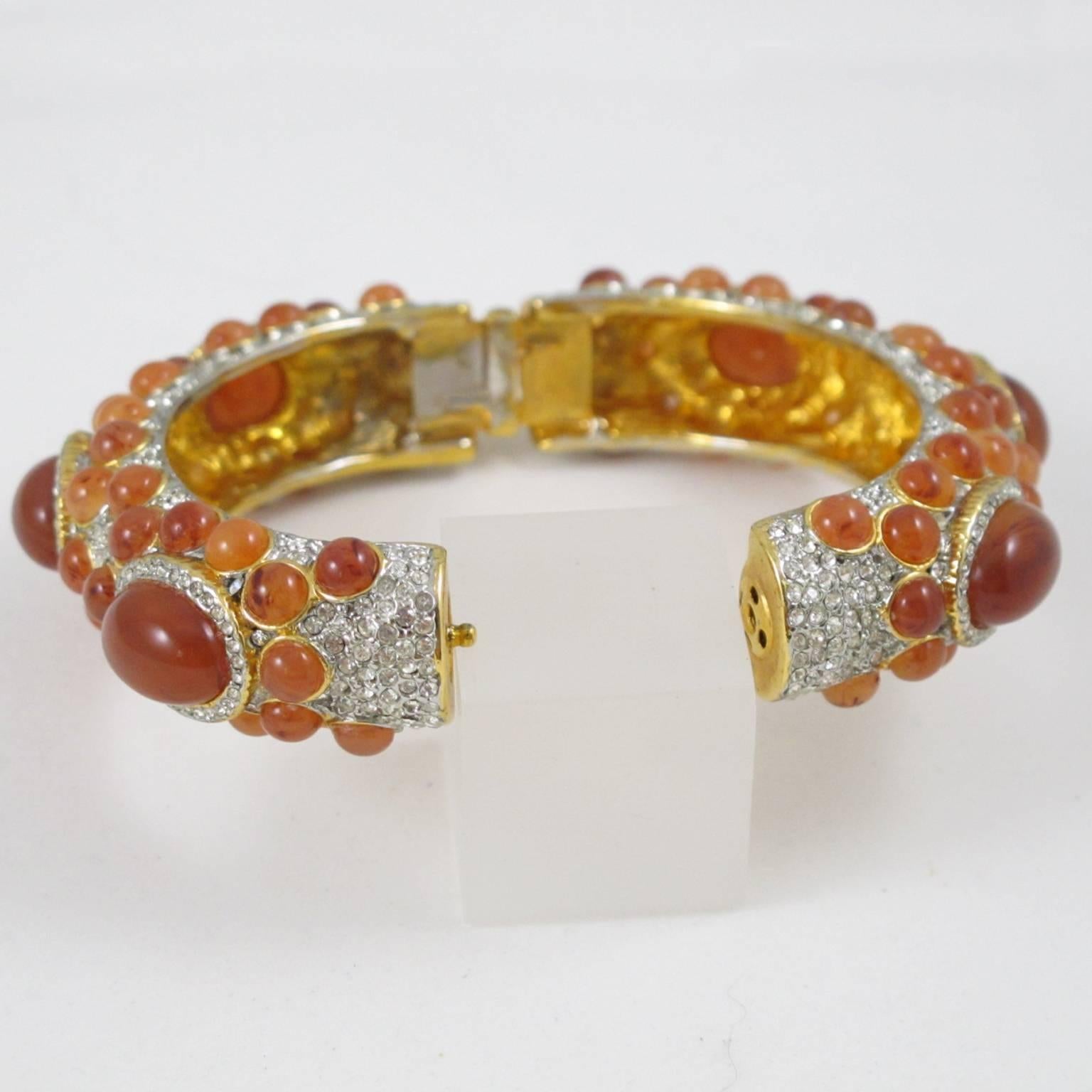 Kenneth Jay Lane Grace Collection Jeweled Clamper Bracelet Bangle  1
