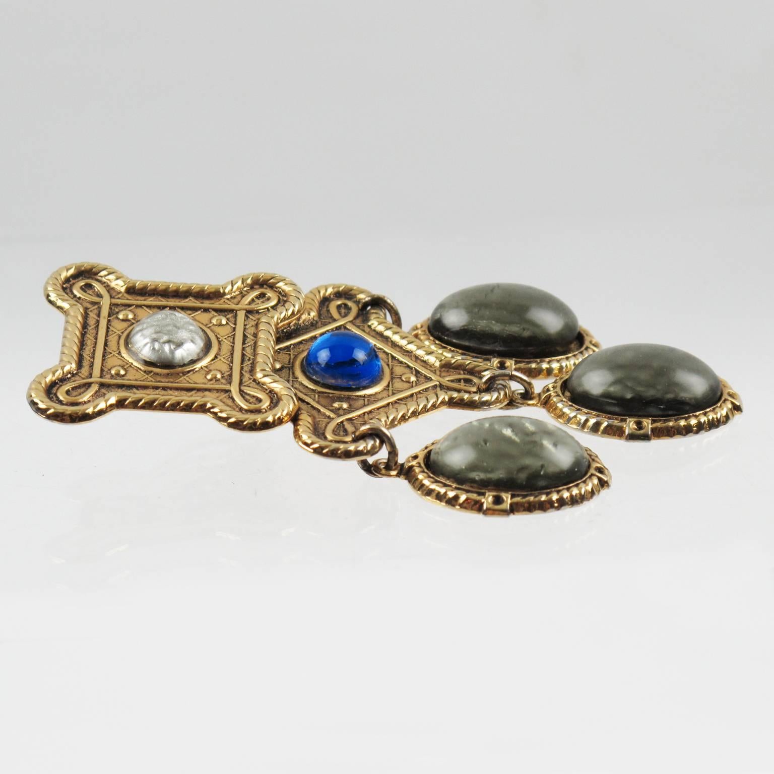 Zoe Coste Paris Baroque Chandelier Boucles d'oreilles à clip Cabochon en verre coulé 2