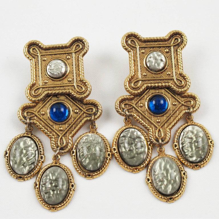 Zoe Coste Paris Baroque Chandelier Clip on Earrings Poured Glass