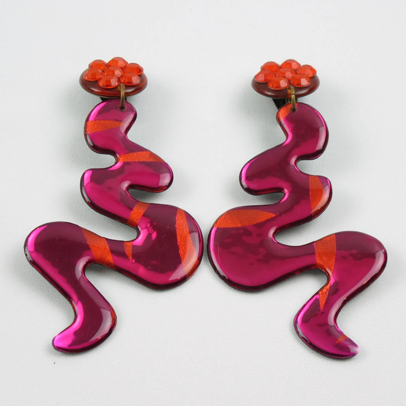 hot pink chandelier earrings